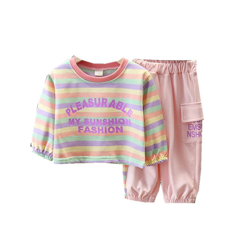 

Girls Clothes 2020 Spring Autumn New Fashion Stripe Long Sleeve Shirts + Pants Suits Girls Sets Kids Clothes 1 2 3 4 5 6 years