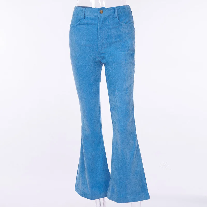 

Fall Winter 2019 Corduroy Bell Bottom Pants Women Street Style Versatile Casual Pants Wide Leg Streetwear Large Elasticity thick
