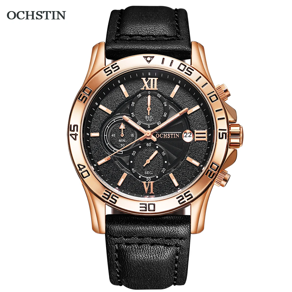 

OCHSTIN 2021 Mens Watches Gifts For Men Male Wristwatches Quartz Pilot Chronograph Waterproof Nylon Automatic Date Black Clocks