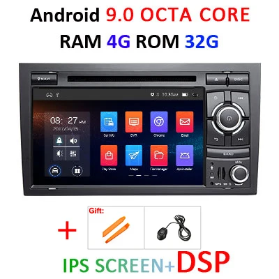 9.0 4G 32G IPS DSP DSP 4G 64G Android 9,0 ips автомобильный dvd-плеер для AUDI A4 gps ips стерео Мультимедиа Навигация радио приемник магнитофон - Color: 9.0 4G 32G IPS DSP