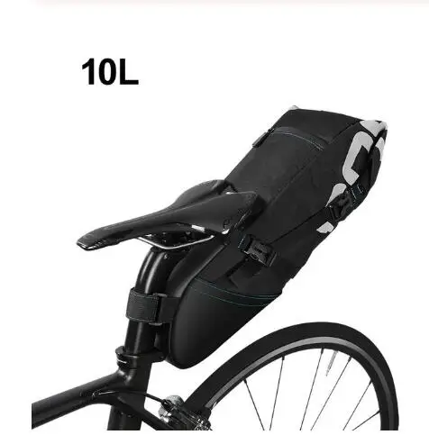 Черный ROSWHEEL 131414 велосипедная подседельная Сумка велосипедная MTB Дорожная задняя Упаковка водонепроницаемый Выдвижная 8L 10L - Цвет: Черный