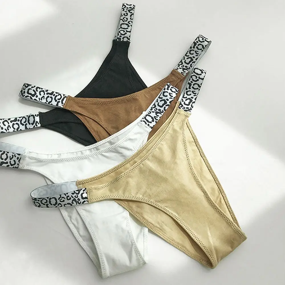 

Новые хлопковые V-образные брюки, простые трусики с тонким поясом и леопардовым принтом, эластичные бесшовные женские трусики с заниженной ...