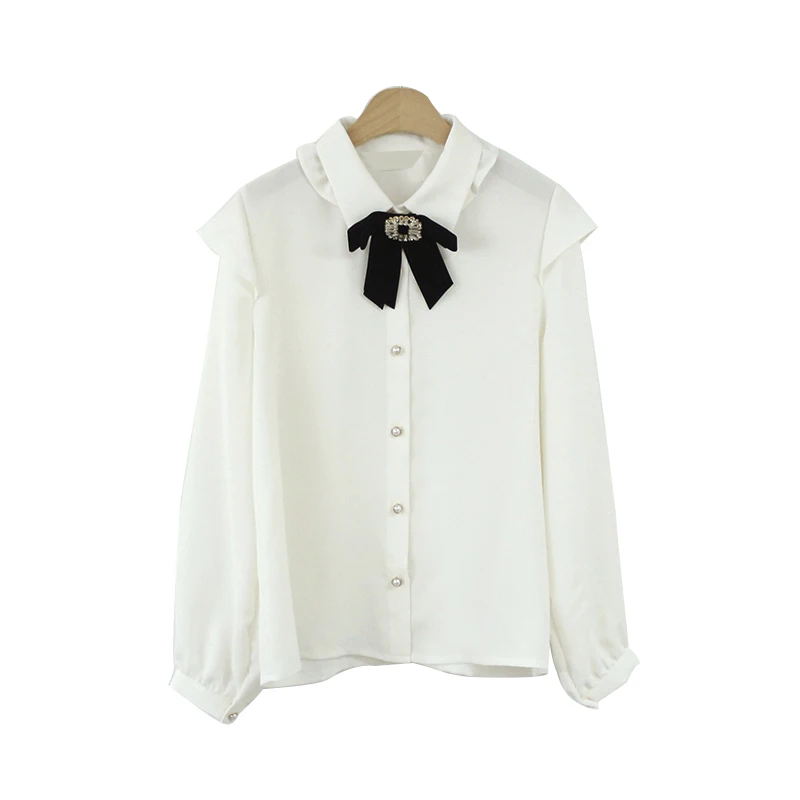 Женская блузка топы элегантная бабочка длинный рукав женская рубашка модная с