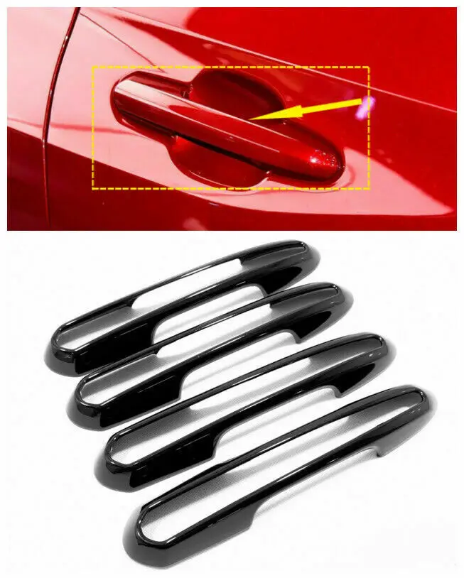 Полый глянцевый черный чехол для боковой дверной ручки отделка 4 шт. Toyota Rav4 2019 - 2020
