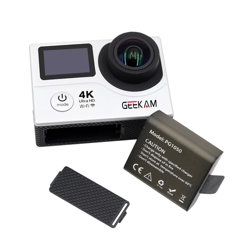 Спортивная камера 4K Wifi Ultra HD 170D 30M Водонепроницаемая мини-камера с двойным экраном для плавания и активных действий от GEEKAM H3 H3R.