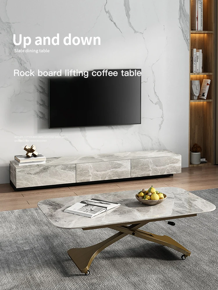 Креативный практичный шиферный выдвижной обеденный стол дизайнерский