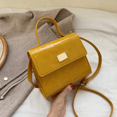 yellow Модные дамские сумки из ПУ кожи аллигатора Ретро крокодиловый узор сумки на плечо дамская сумка через плечо повседневные металлические Лоскутные сумки-мессенджеры - Цвет: yellow