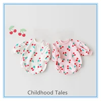 children baby little cherry print long sleeved cotton romper fashionable clothes