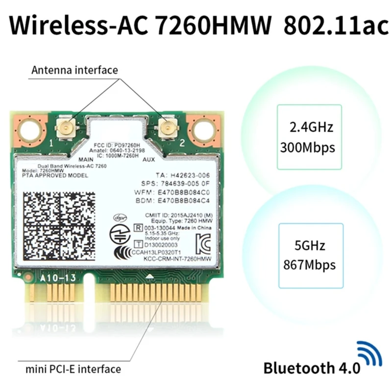 Беспроводная Wi-Fi карта AC7260 2 4 Мбит/с 802.11Ac | Компьютеры и офис