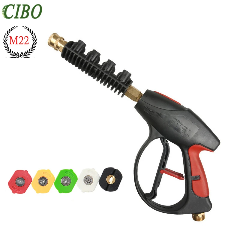 

High Pressure Washer Gun Car Wash Cleaning Lance Wand Kit Pistol Short Spray foam Gun Jet Lance ,3000 PSI 5 spray nozzles tips