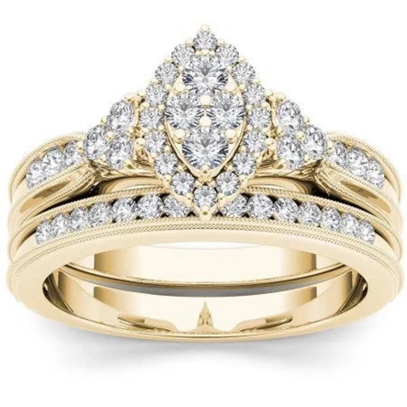 Комплект из 2 предметов Женский Обещание Обручальное кольцо комплекты золотые