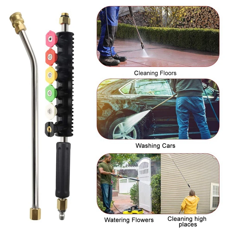 Pressure Washer Extension Wand Set Power Lance With 6 Spray Nozzle Tips Design 30 Degrees Curved Rod 1/4 Inch Quick Conne | Автомобили и