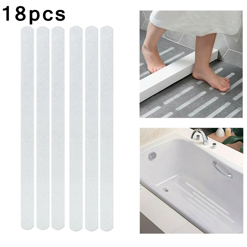

6 / 18PCS Anti Slip Strips Transparent Shower Stickers Bath Safety Strips Safety Tape Stairs Floors Pad Bathroom Bath Tub