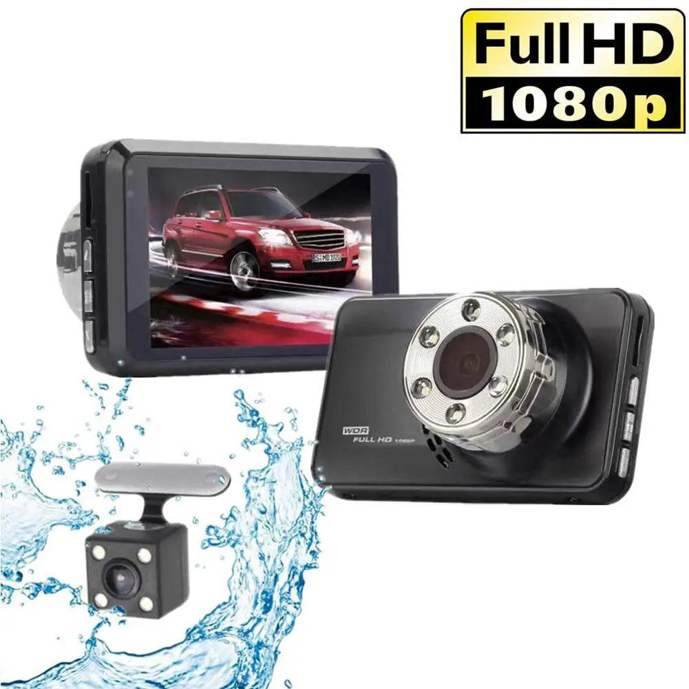 

3'' Dual Lens Hidden Recorder Front Rear View Mirror Camera Car DVR Vehicle USB Monitoring High Definition Reverse Image