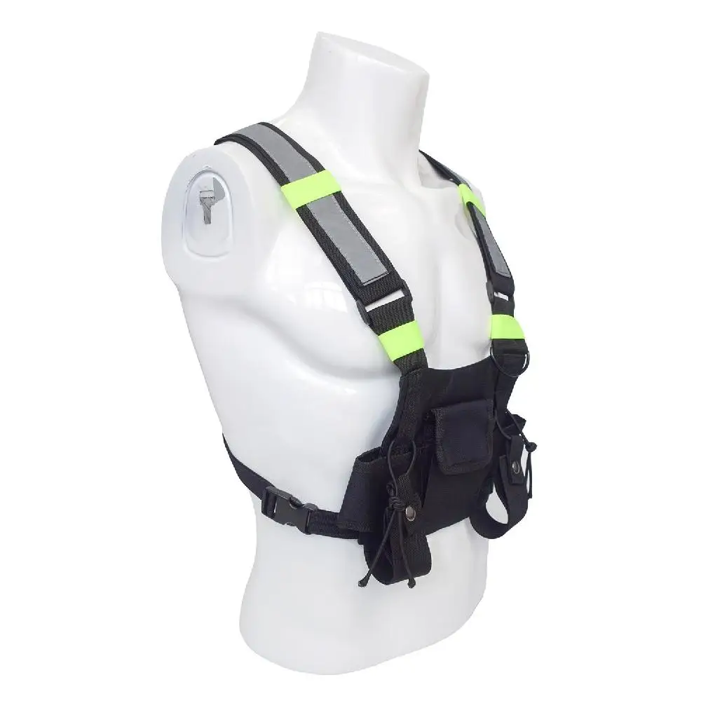 

Adjustable Black Vest with Reflective Stripes Chest Rig Bag for Outdoor Training