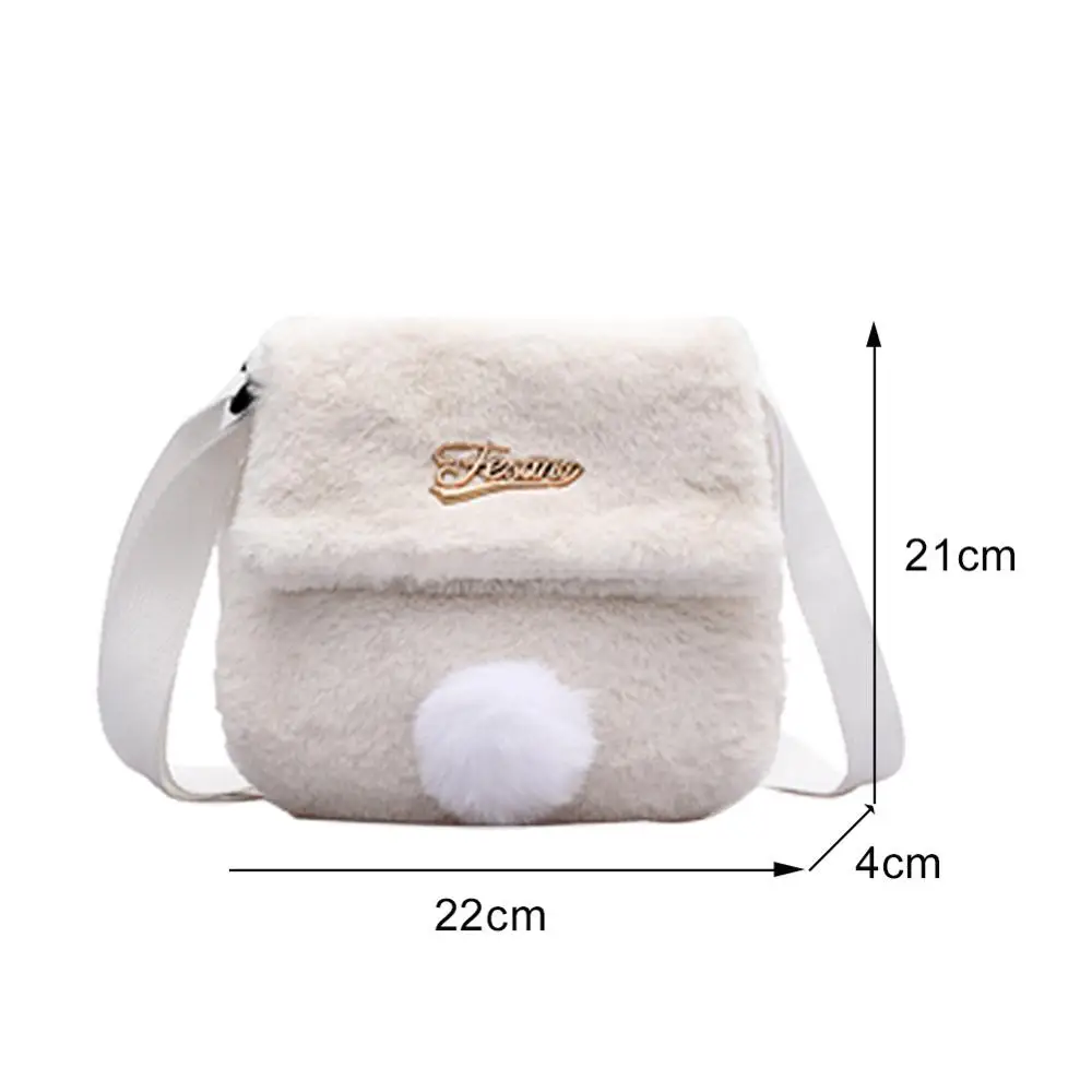 

Cartoon Women Messenger Bag Purse Plush Handbags Solid Color Kids Shoulder Pouch Youth Ladies Simple Versatile Bag