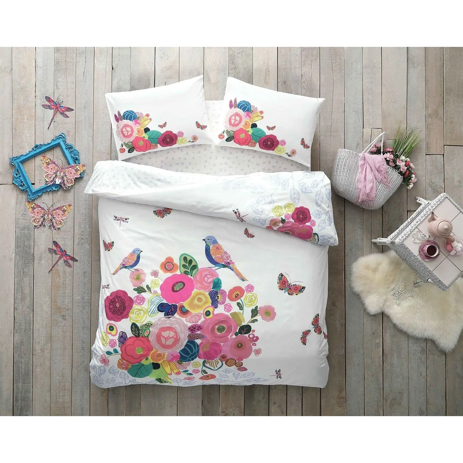 Цветочный полный двойной 100% хлопок постельные принадлежности пододеяльник