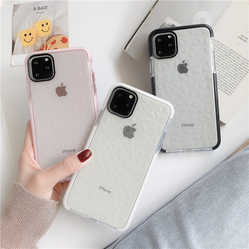 Роскошный прозрачный чехол бампер для Iphone 11 Pro Max 7 8plus X Xr Xs 3D с алмазным узором