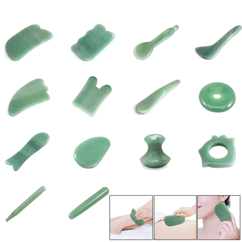 

Natural Jade/Resin Guasha Stone Board Face Neck Body Pressure Therapy Facial Eye Guasha Plate Jade Face Massager Scraper Tool