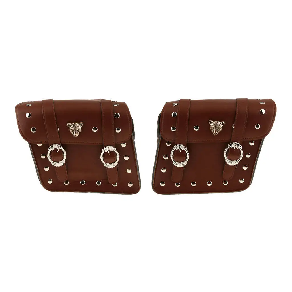 

Pair PU Leather Motorcycle Motor Bike Side Saddle Bag Tool Fork Pouch Panniers for Men Women for Harley