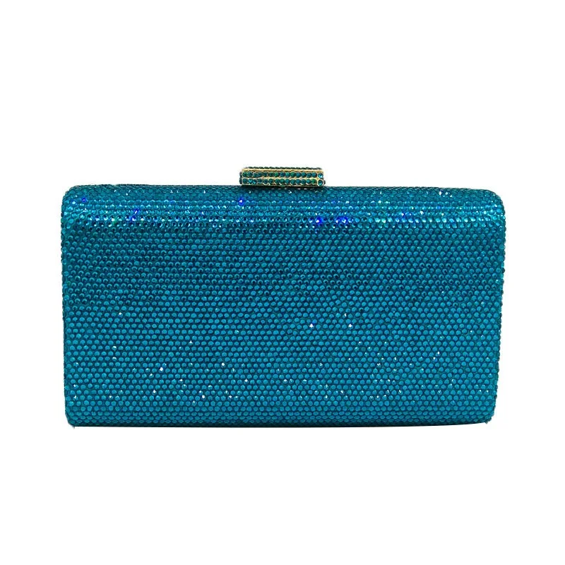 

Double Flower Dazzling Silver Crystal Luxury Handbags Women Evening Clutch Bag Hard Case Metal Box Minaudiere Wedding Prom Purse