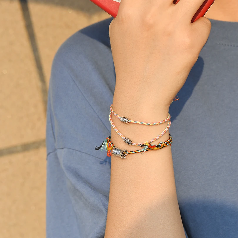 Многоцветные плетеные браслеты ручной работы дружбы подарки винтажные круглые