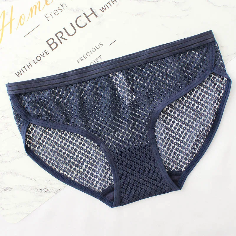 Женские трусики с заниженной талией Roseheart хлопковые прозрачные сетчатые низкой 3
