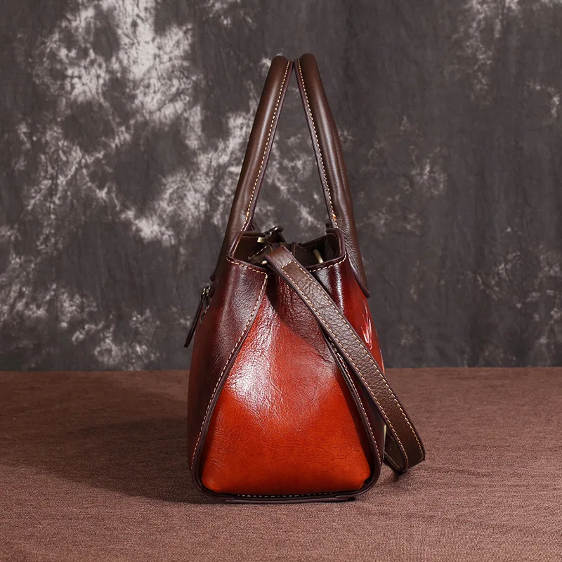 Женская сумка тоут из натуральной кожи с перекрестными ремешками в стиле ретро