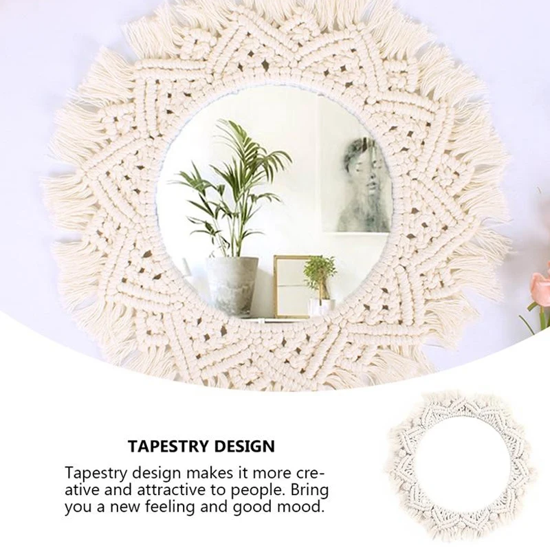 

Nordic Hand-Woven Makeup Mirror Homestay Bedroom Porch Living Room Wall Hanging Decorative Mirror