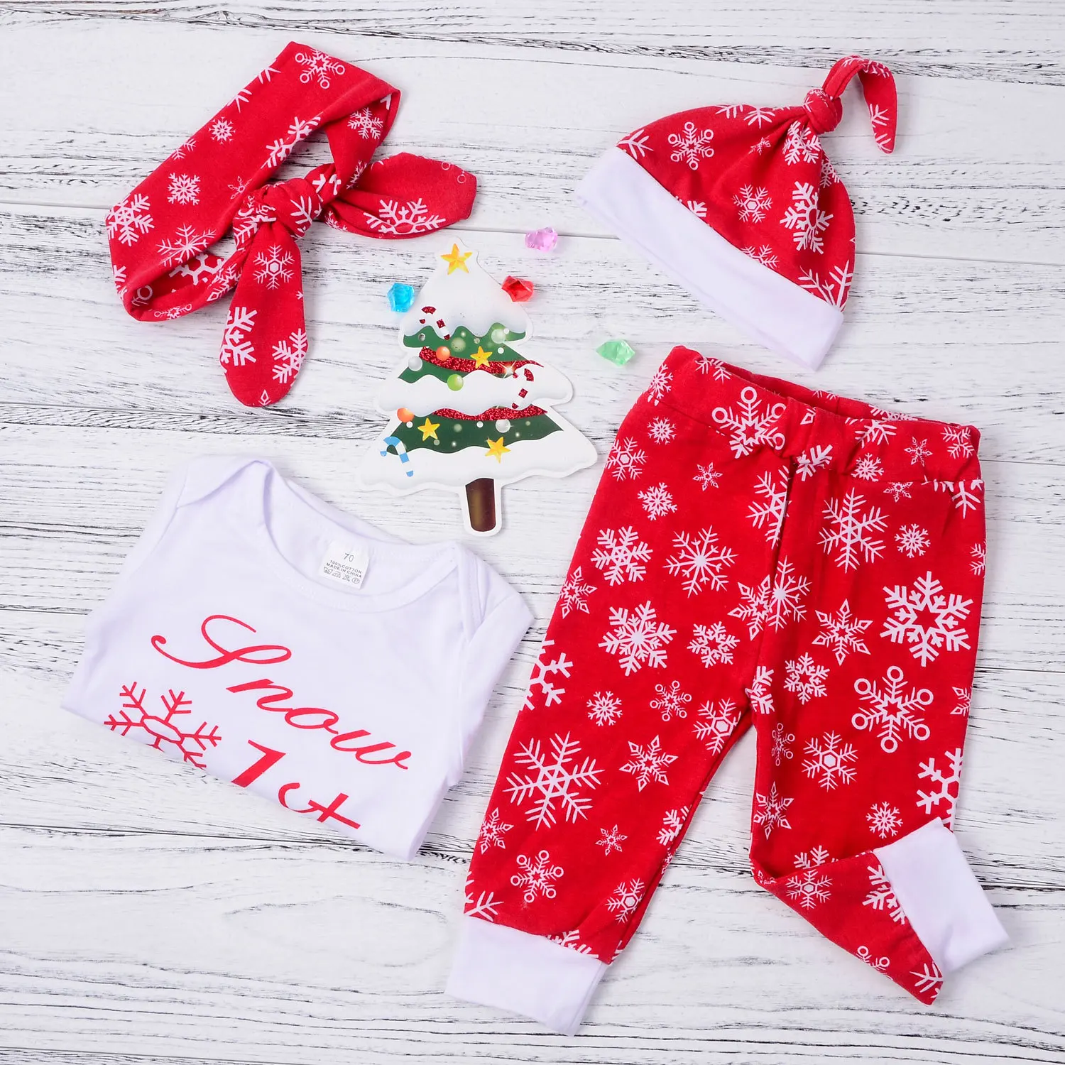 2019 Детский Зимний Рождественский костюм из 4 предметов с длинными рукавами и