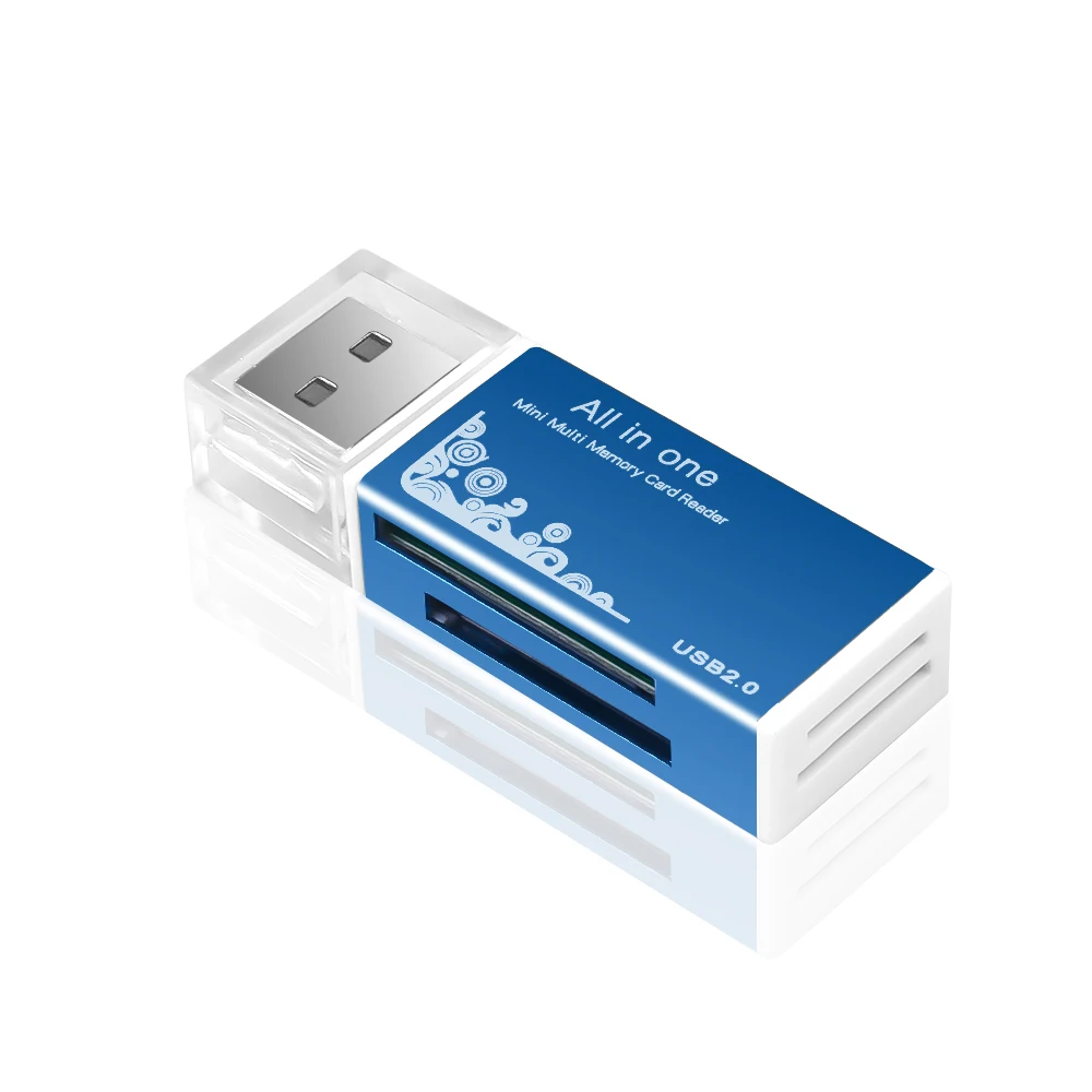 Kebidumei SD кард-ридер MINI USB 2,0 OTG Micro SD/SDXC TF кард-ридер адаптер для ПК ноутбука компьютера - Цвет: Blue