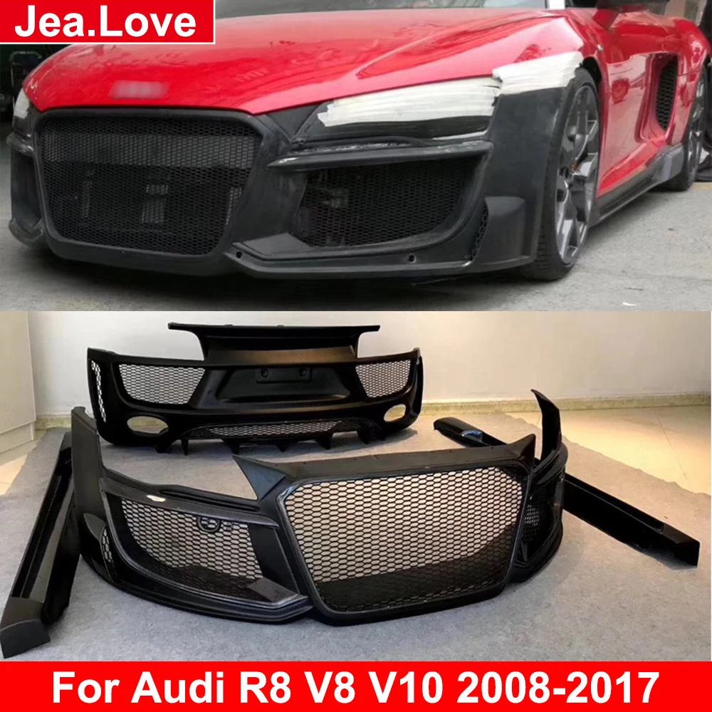 

Car Body Kit Unpainted FRP Front & Rear Bumper Side Skirts For Audi R8 V8 V10 2008-2017 Modify to RG Style
