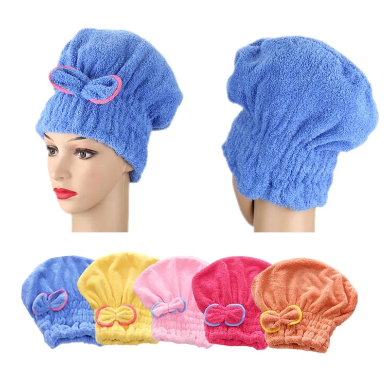 

Microfibre Quick Hair Drying Bath Spa Bowknot Wrap Towel Hat Cap For Bath Bathroom Accessories