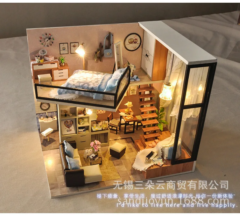 Сборная модель сделай сам большой кукольный домик деревянные кукольные домики