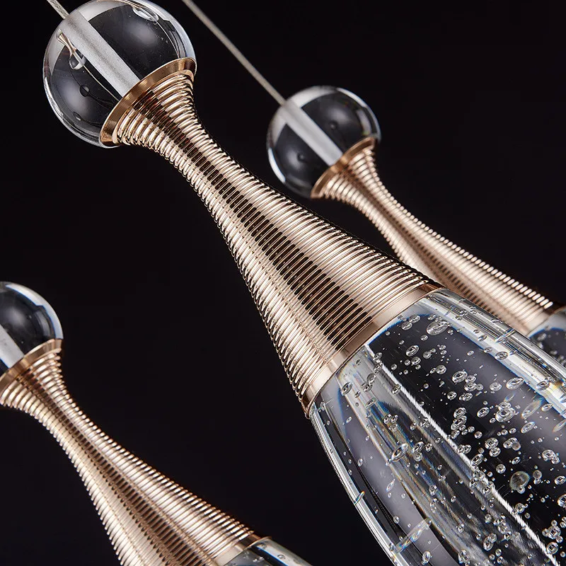 Современная подвесная люстра из хрусталя с пузырчатыми светодиодными ресторанными светильниками для бара, рабочего стола и гостиной.