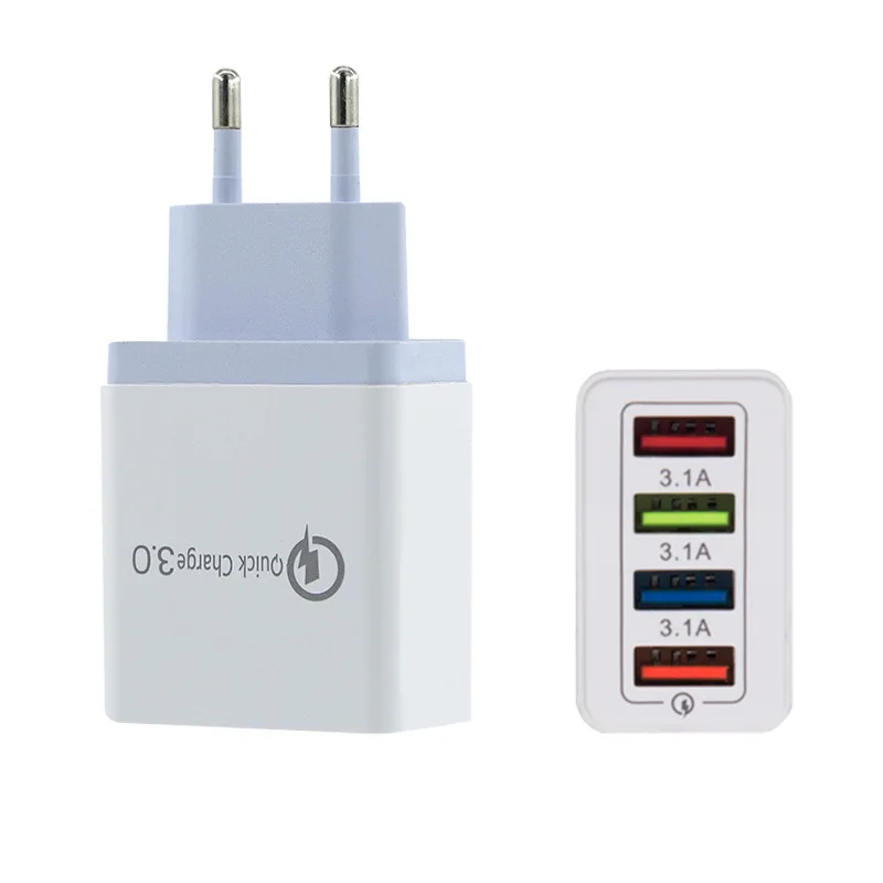 Быстрое зарядное устройство 20 Вт 4 USB US EU быстрое QC3.0 настенное для iPhone X Xiaomi Mi 9