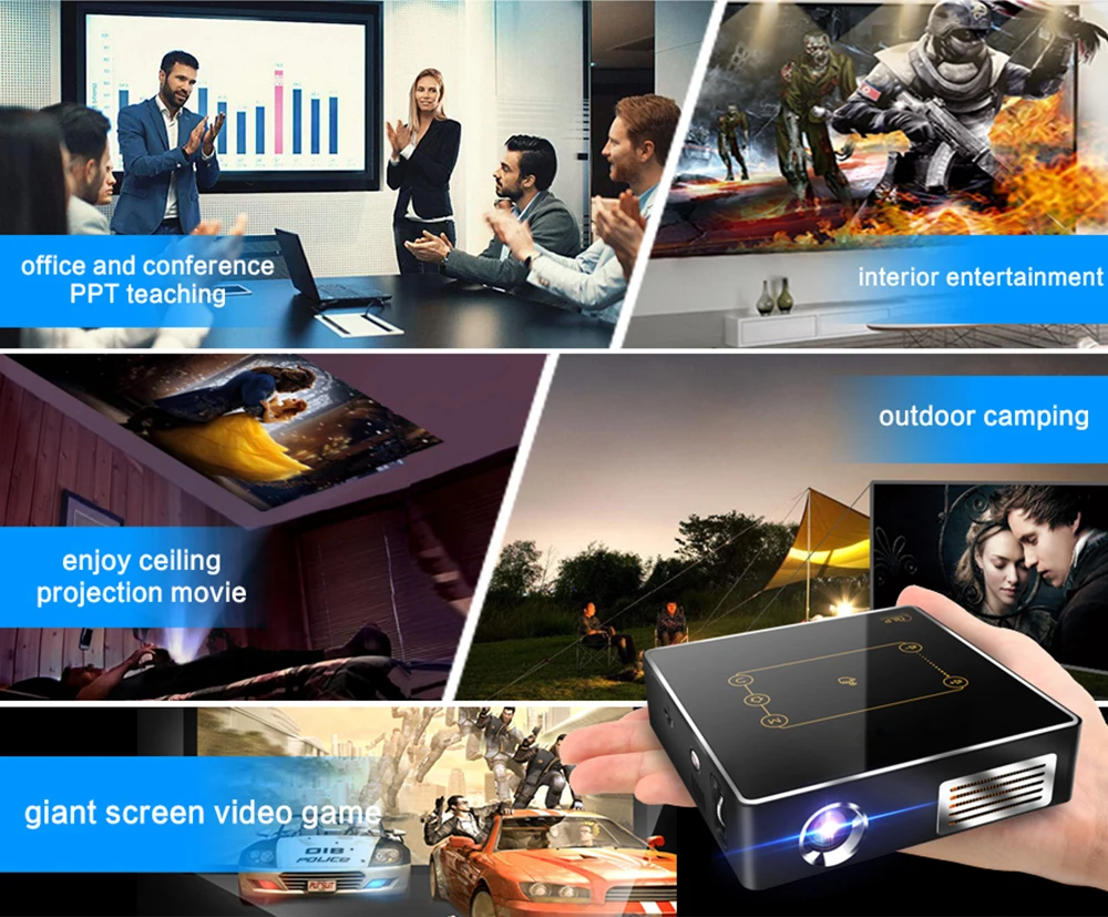 Алстон C9 плюс 4K Портативный мини-dlp проектор Android 7,1 Wi-Fi Bluetooth умная сенсорная панель проектор LED Главная Кино Бимер