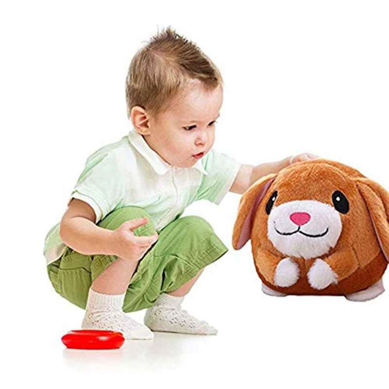 

USB Charging Long Ear Hamster Jumping Ball Will Sing Recording Puzzle Electric Plush Toy to Help Baby Learn to Talk