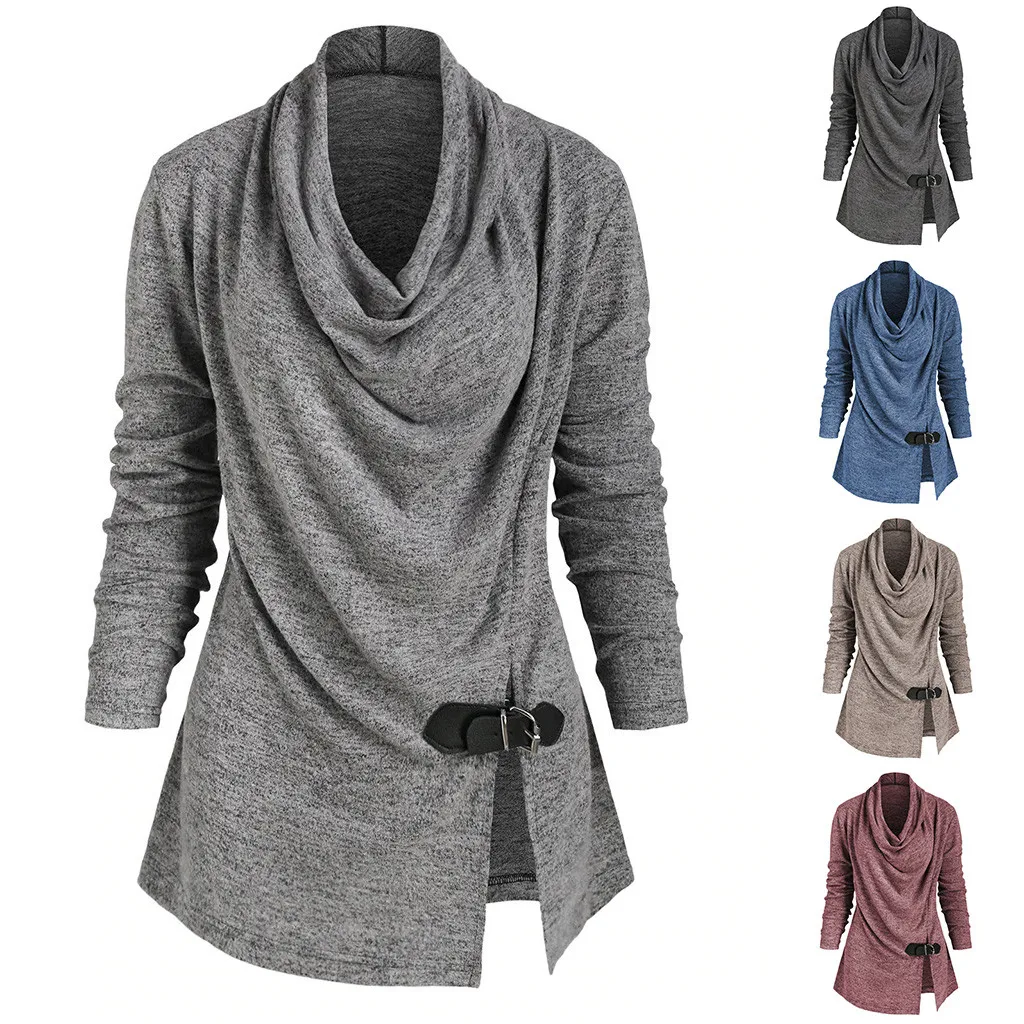 Женская блузка женская одежда осень 2020 однотонная с высоким воротником и длинным