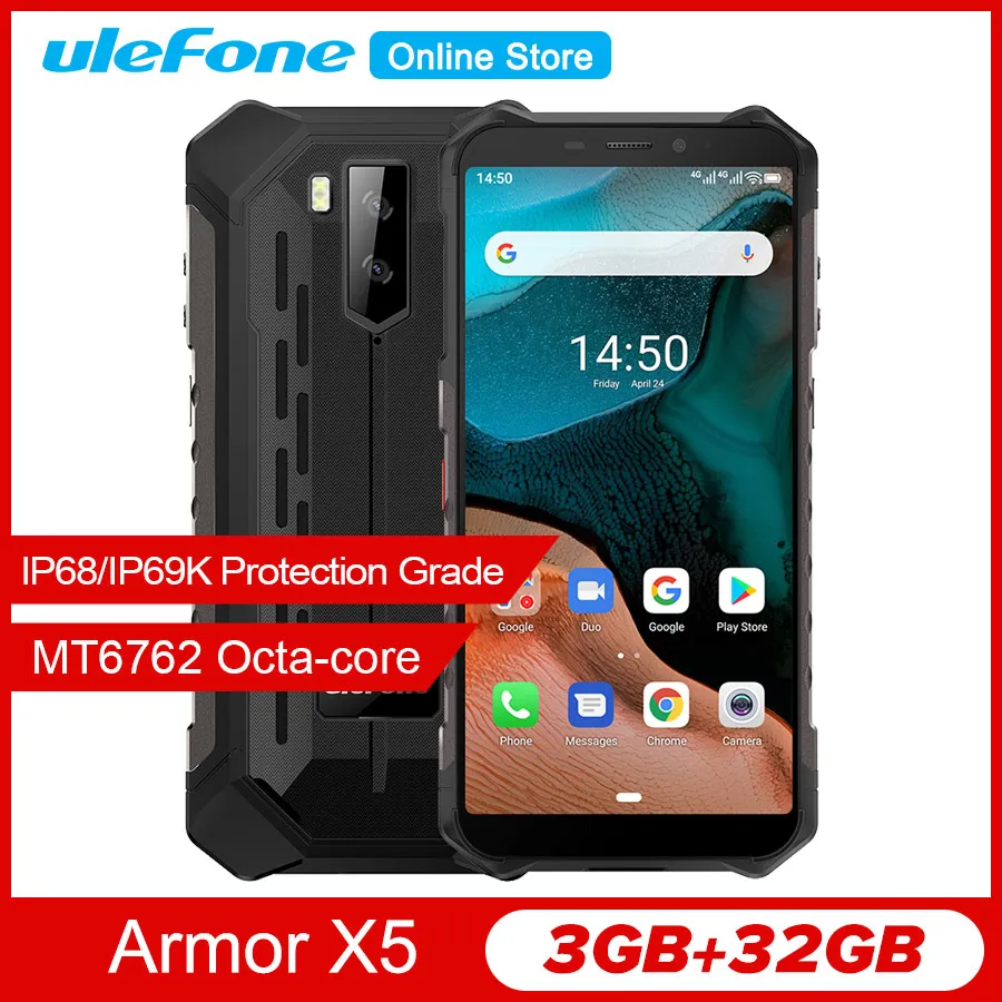 Ulefone Armor X5 смартфон с 5 дюймовым дисплеем восьмиядерным процессором P23 ОЗУ 3 ГБ ПЗУ