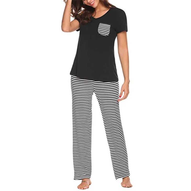 Feelycc Women's Pajama Set Super-Soft Short Top with Long Pants Pjs Sets Soft Sleepwear for Women 2 Pieces Lounge Sets S-XXL