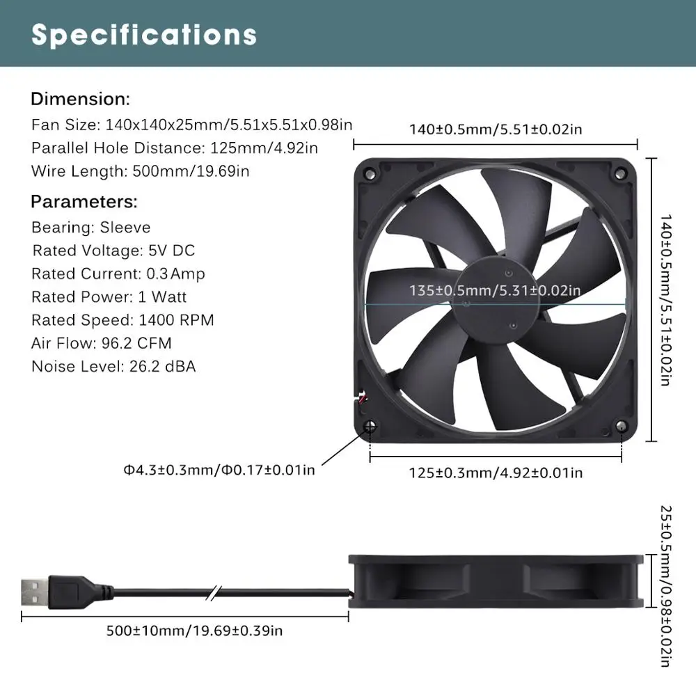 Чехол для ПК 1 шт. Gdstime DC 5 В USB 14025 14 см 140x140x25 мм 140 |