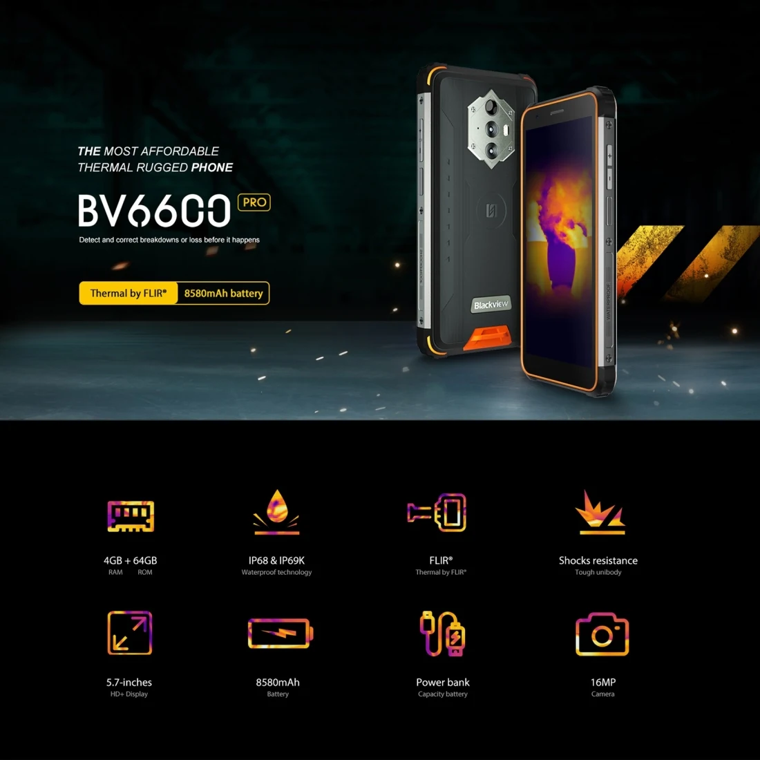 Смартфон Blackview BV6600 Pro 4 + 64 ГБ 8580 дюйма Android 5 7 Helio P35 8 ядер OTG NFC 4G | Мобильные телефоны