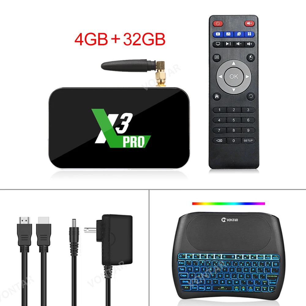 X3 Pro 4G32G D8 X3 Plus ТВ приставка Android 9,0 Смарт ТВ приставка S905X3 DDR4 ram 4GB rom 32GB 64GB 2,4G/5G Wifi 1000M Bluetooth 4,2 медиаплеер 4K HD - Цвет: X3 Pro 4G32G D8