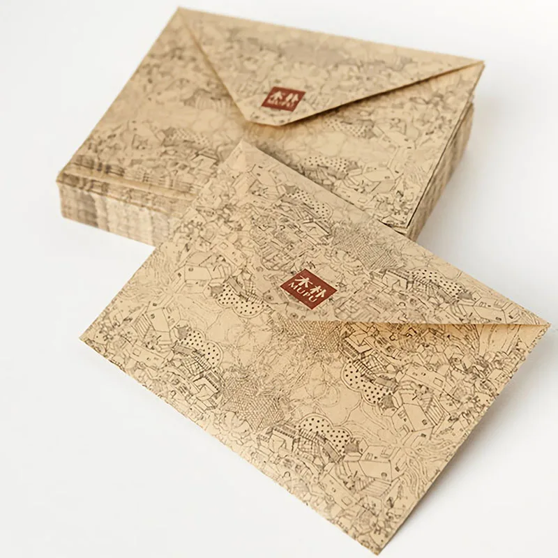 Конверты из крафт бумаги с красивым принтом 10 шт.|Открытки и приглашения| |
