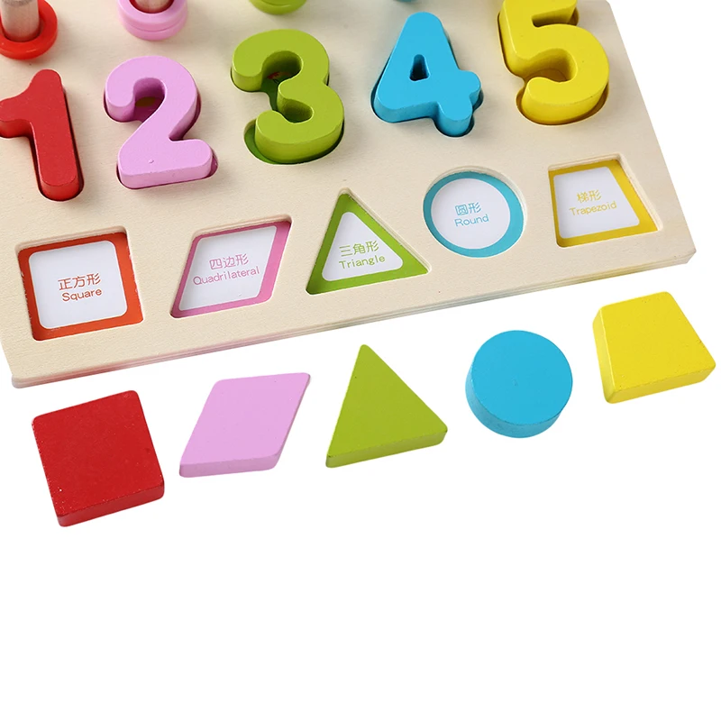 

Children Count Numbers Matching Board Wooden Digital Shape Match Teaching Toys Baby Math Montessori Learning Educational Tool