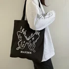 Холщовая Сумка с принтом бабочек, в готическом стиле, повседневная сумка-шоппер Ulzzang, винтажная женская наплечная сумка в стиле Харадзюку, хип-хоп