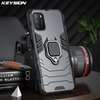 KEYSION Shockproof Case for Xiaomi POCO Pro Ring Stand Phone Back Cover for POCO NFC Pro Pro