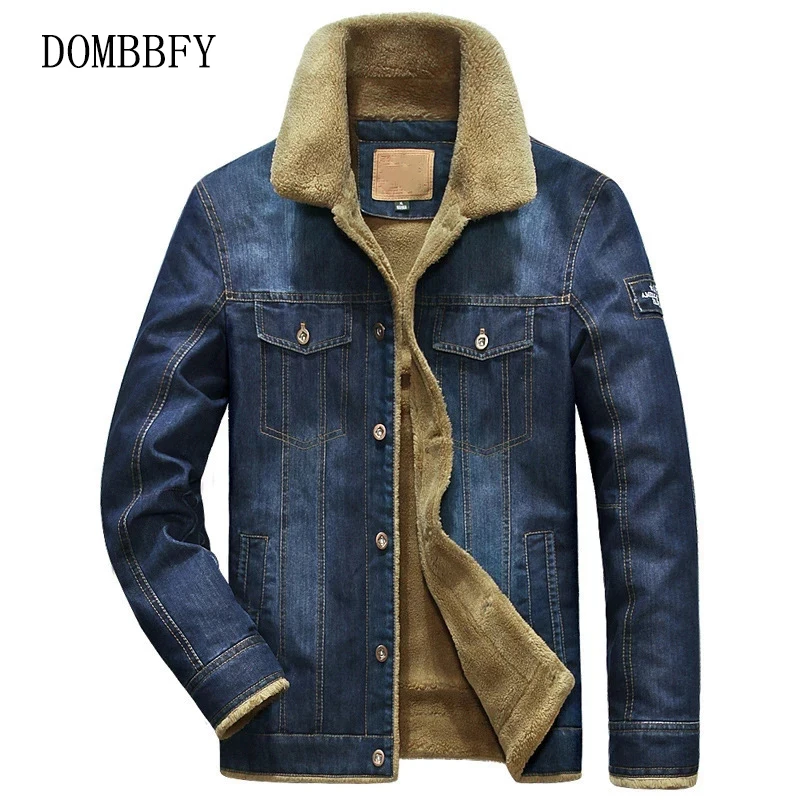 Джинсовая куртка Мужская Флисовая теплая ковбойская ветровка верхняя одежда