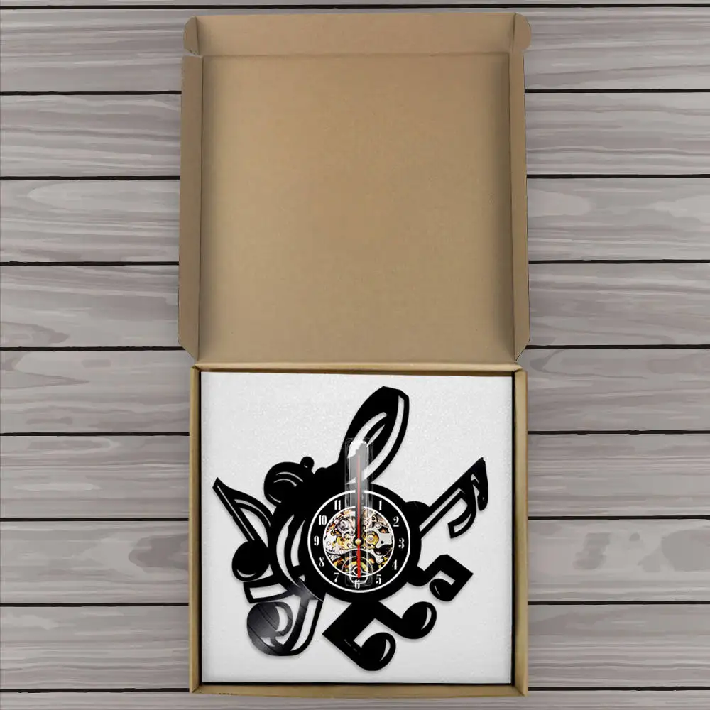Настенные часы в виде скрипичного ключа виниловый декор винтажном стиле ноты для